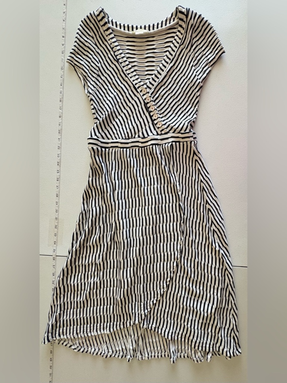 Small Maeve Anthropologie Dark Navy White Striped Paladino Dress
